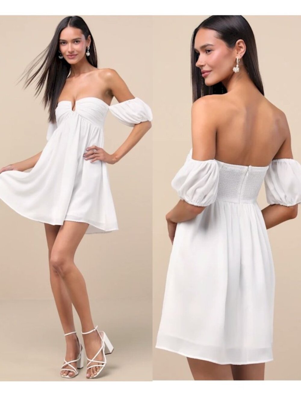 Lulus My Dream Date White Off-the-Shoulder Mini Dress Size XL NWOT
